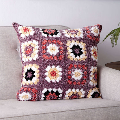 Bernat Crochet Pretty Granny Square Pillow Crochet Pillow made in Bernat Velvet yarn