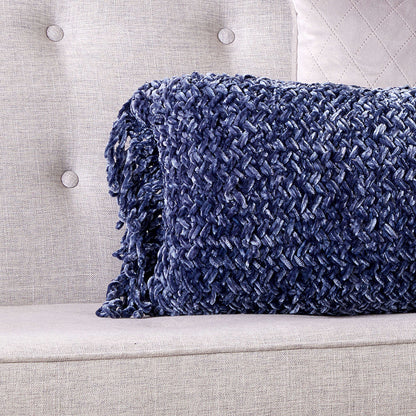 Bernat Diagonal Basketweave Knit Stitch Pillow Knit Pillow made in Bernat Velvet yarn