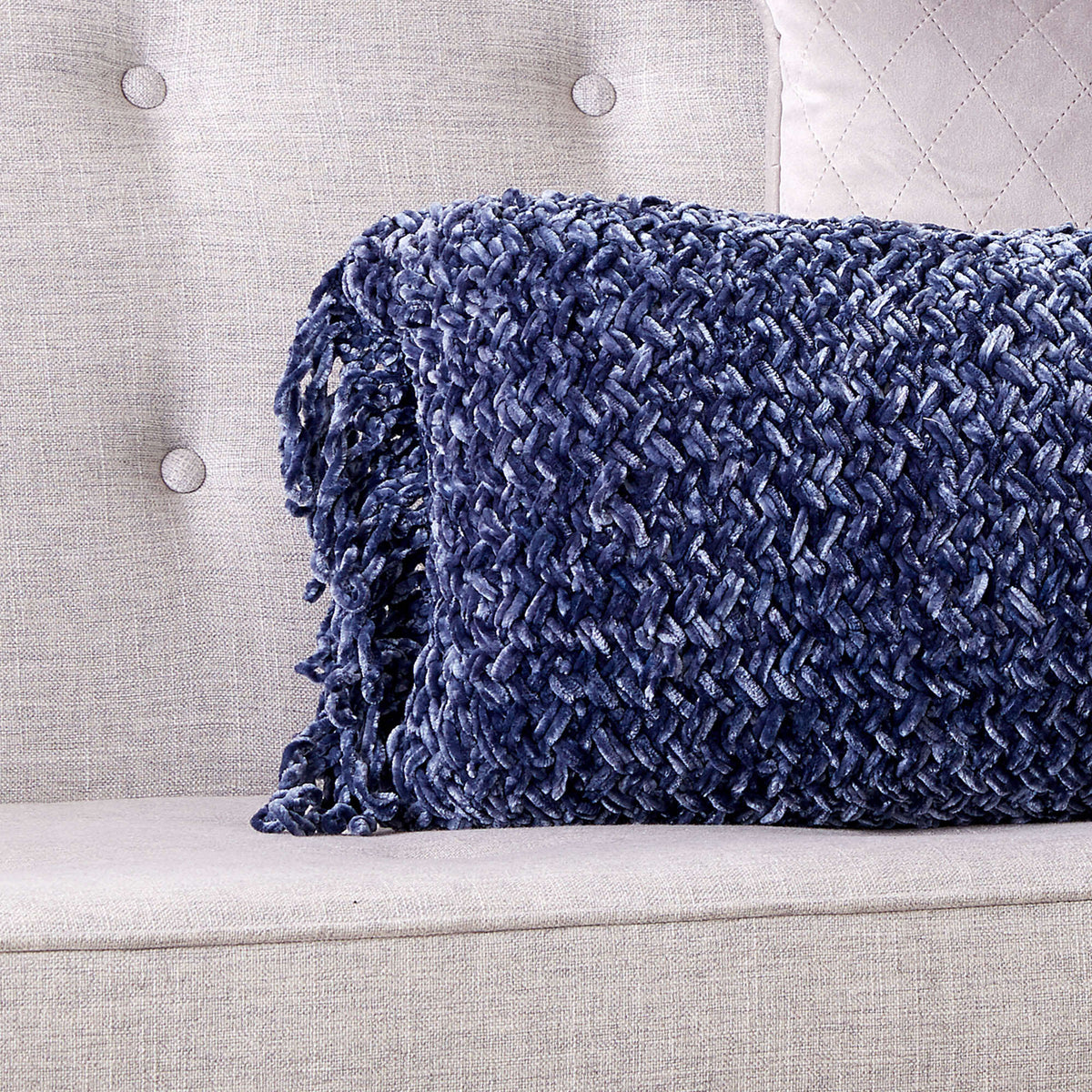 Knit Pillow made in Bernat Velvet yarn