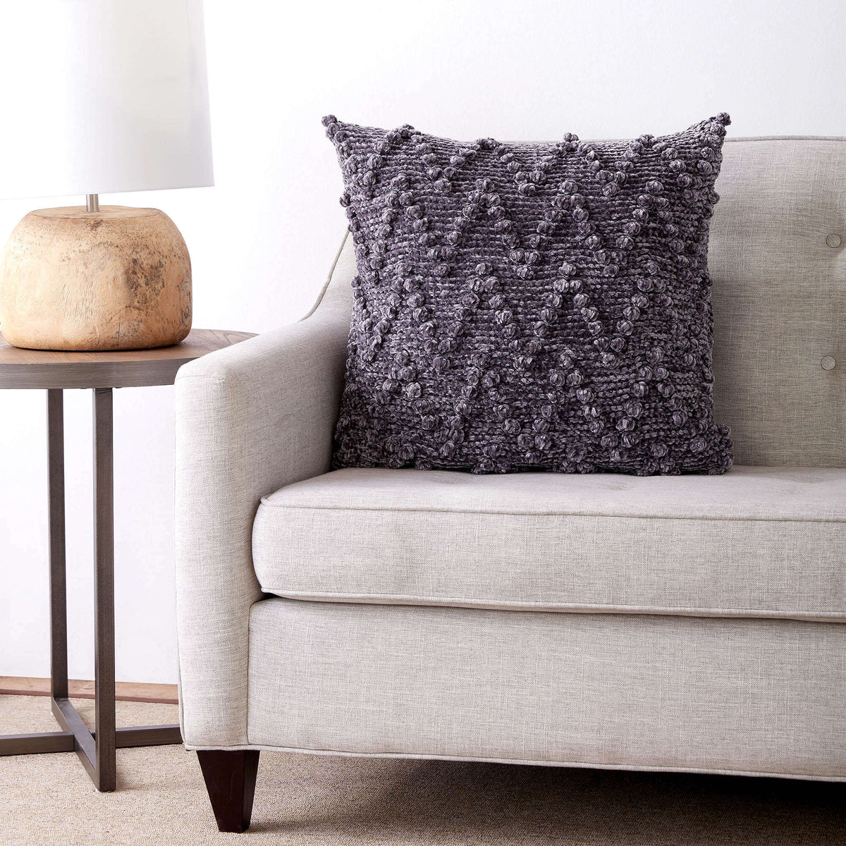 Knit Pillow made in Bernat Velvet yarn