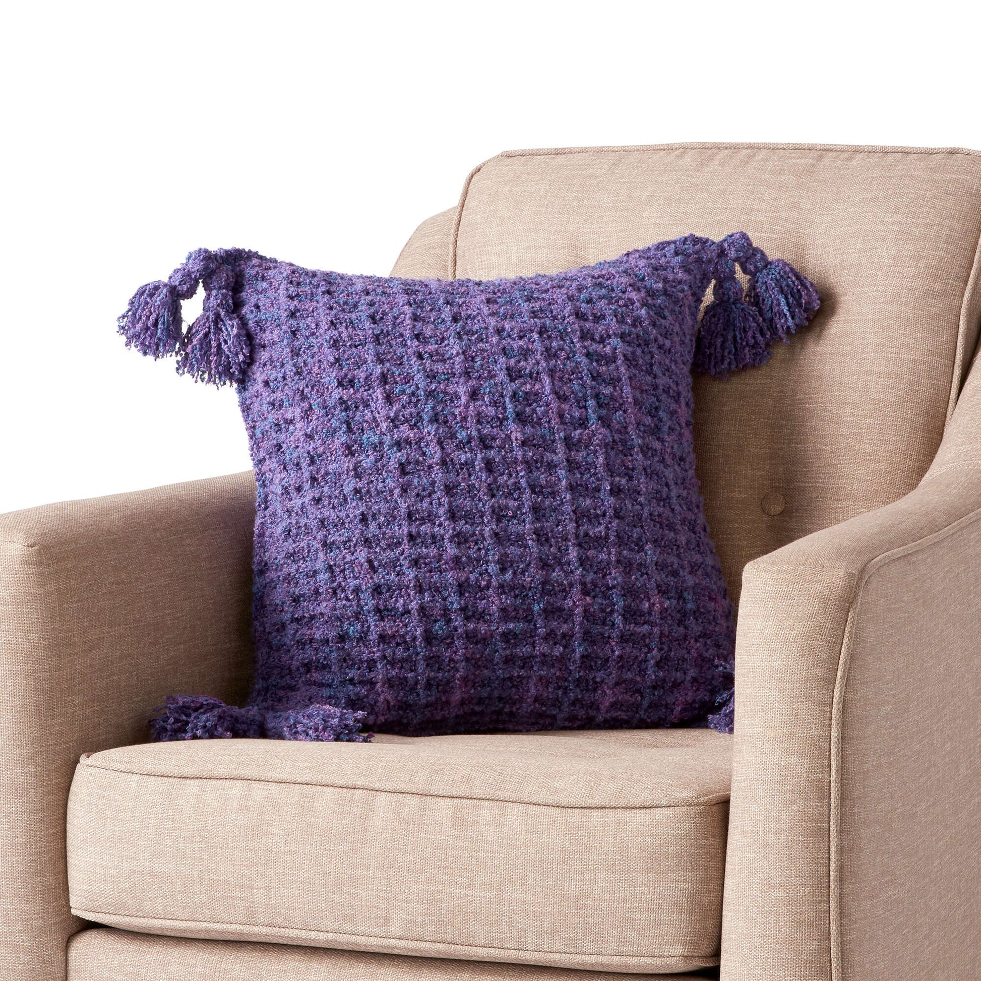 Free Bernat Woven Waffles Crochet Pillow Pattern