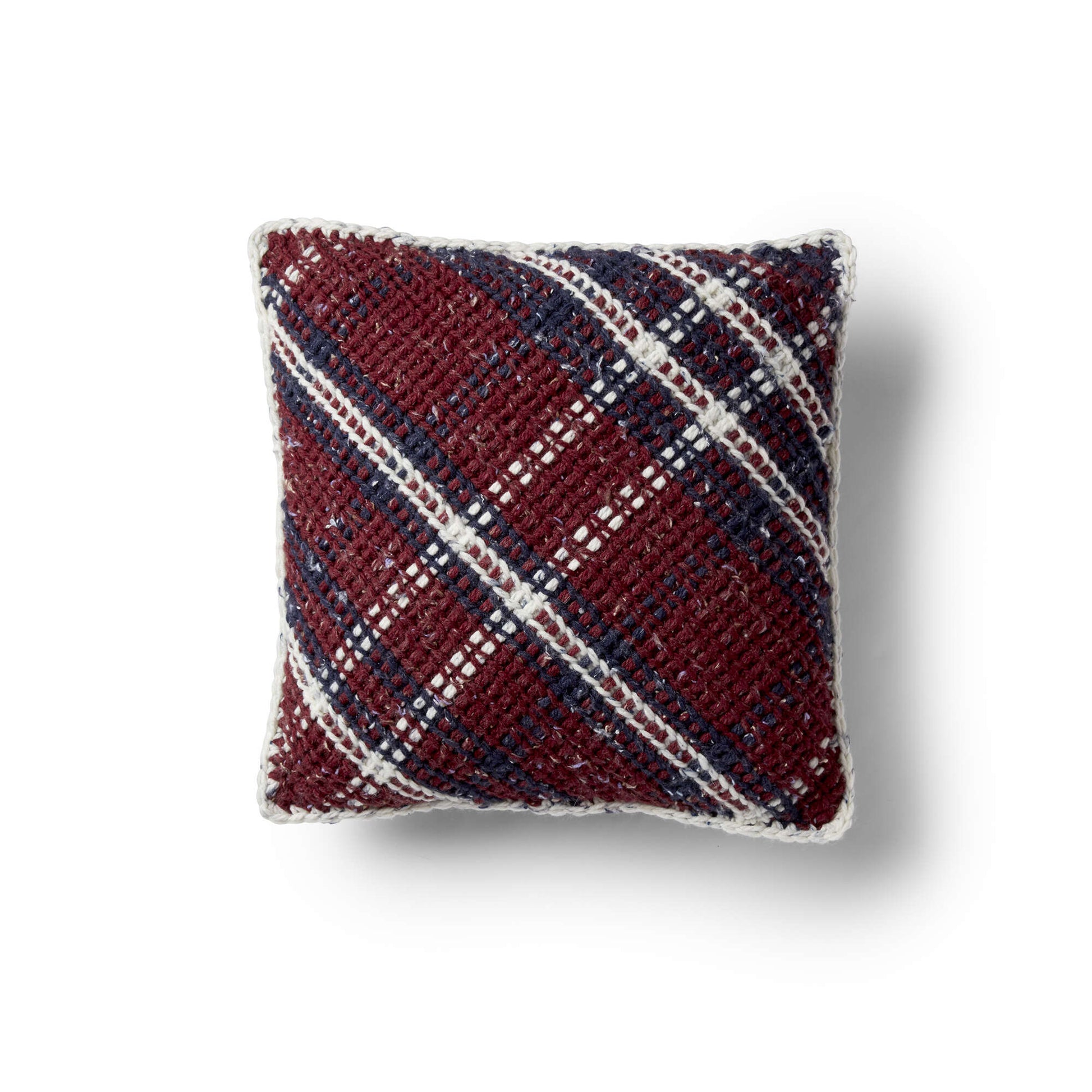 Free Bernat Argyle Plaid Crochet Pillow Pattern