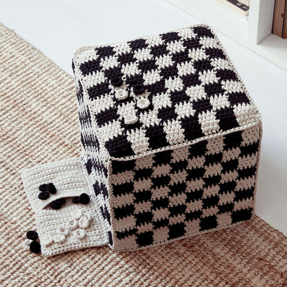 Bernat King Me! Crochet Footstool Crochet Pillow made in Bernat Maker Home Dec yarn