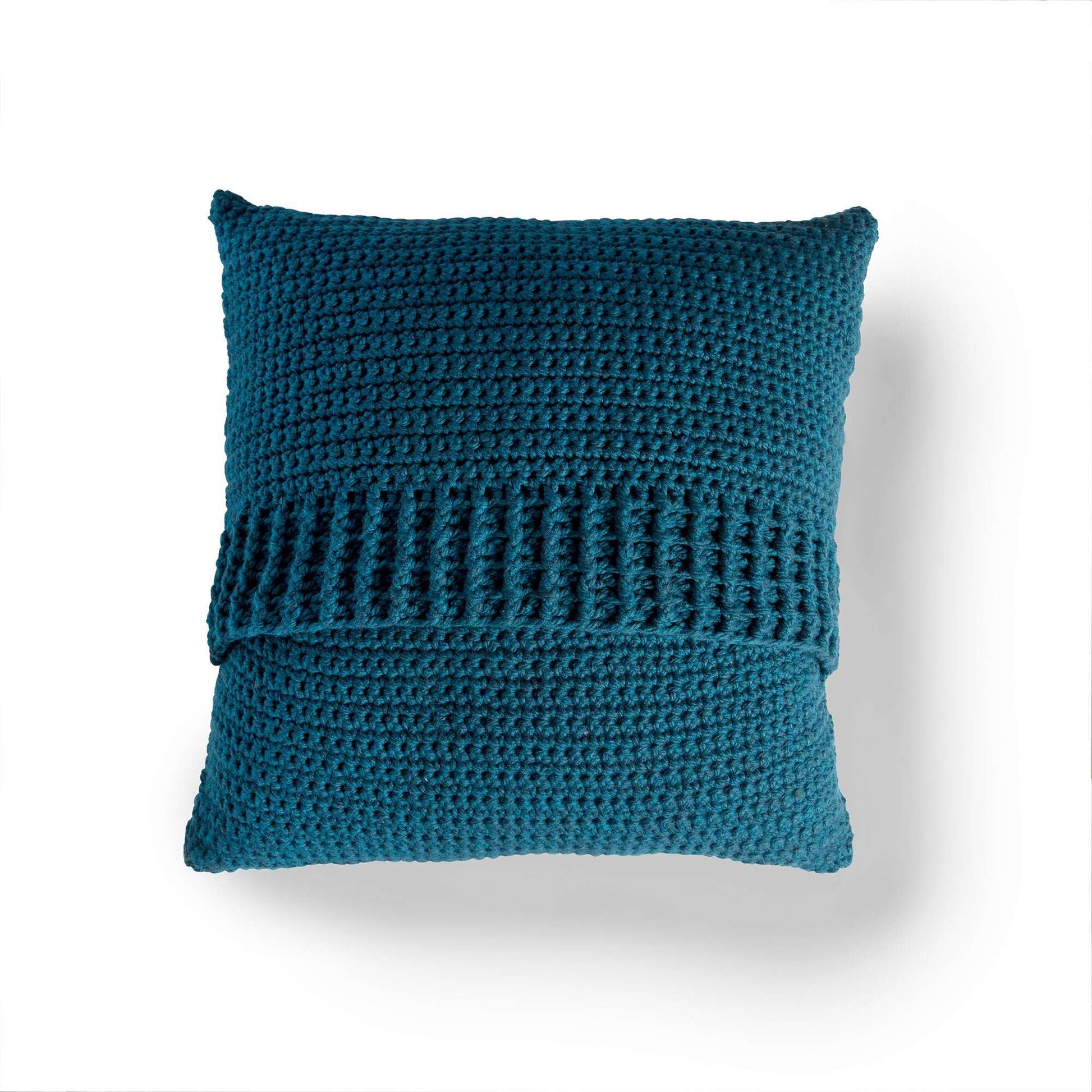 Free Bernat Crossed Squares Crochet Pillow Pattern
