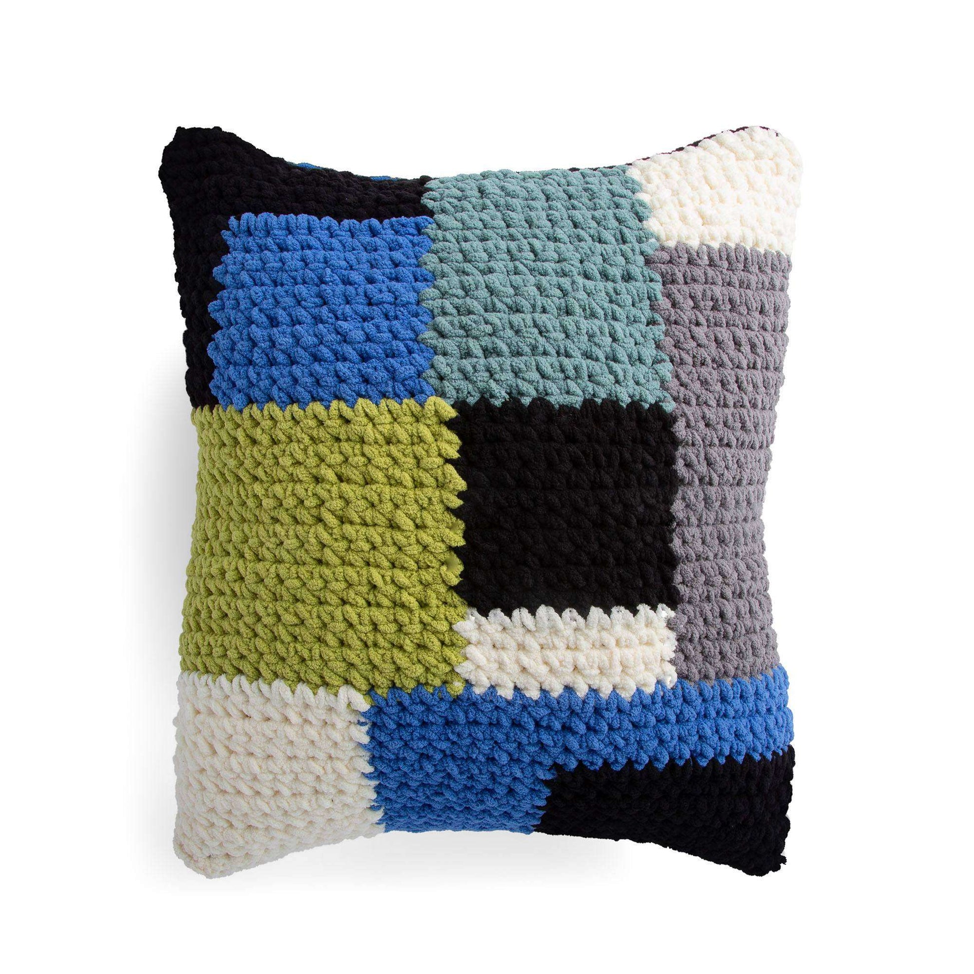 Free Bernat Blocked Out Crochet Pillow Pattern