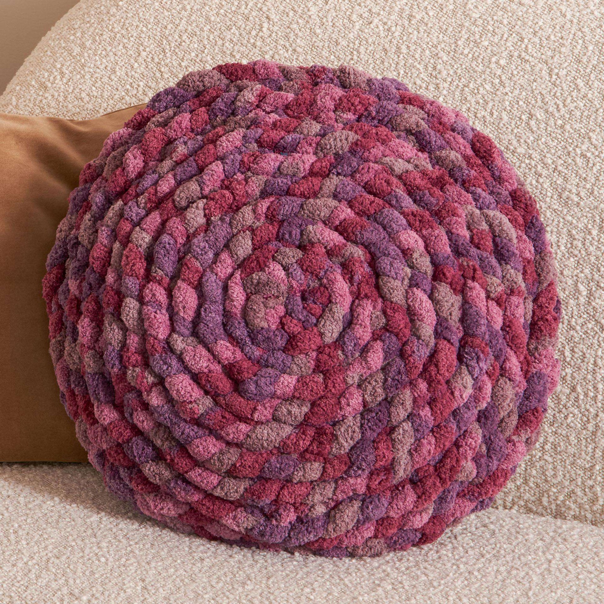 Free Bernat Big Slip Round Pillow Crochet Pattern