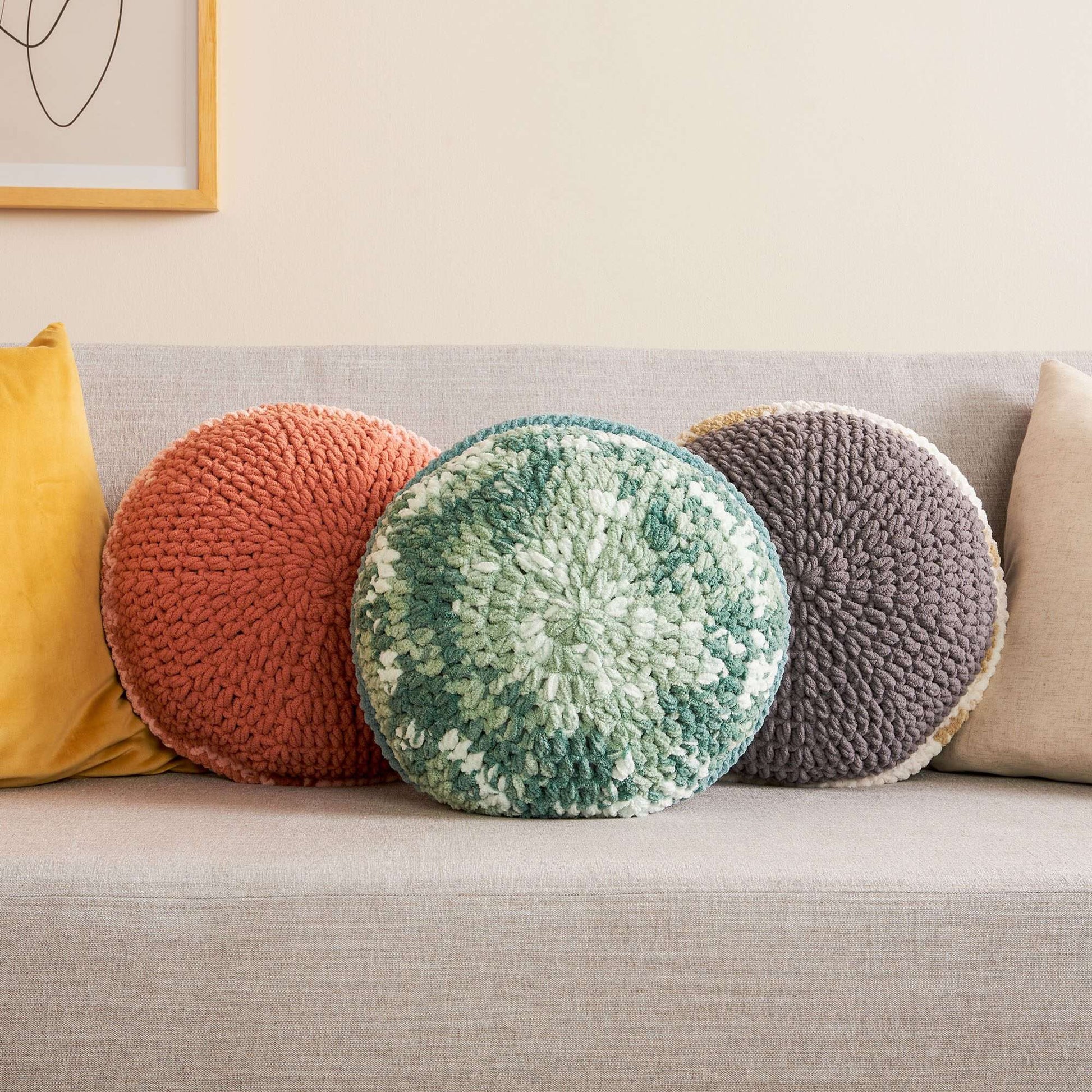 Free Bernat Crochet Piped Pillow Trio Pattern