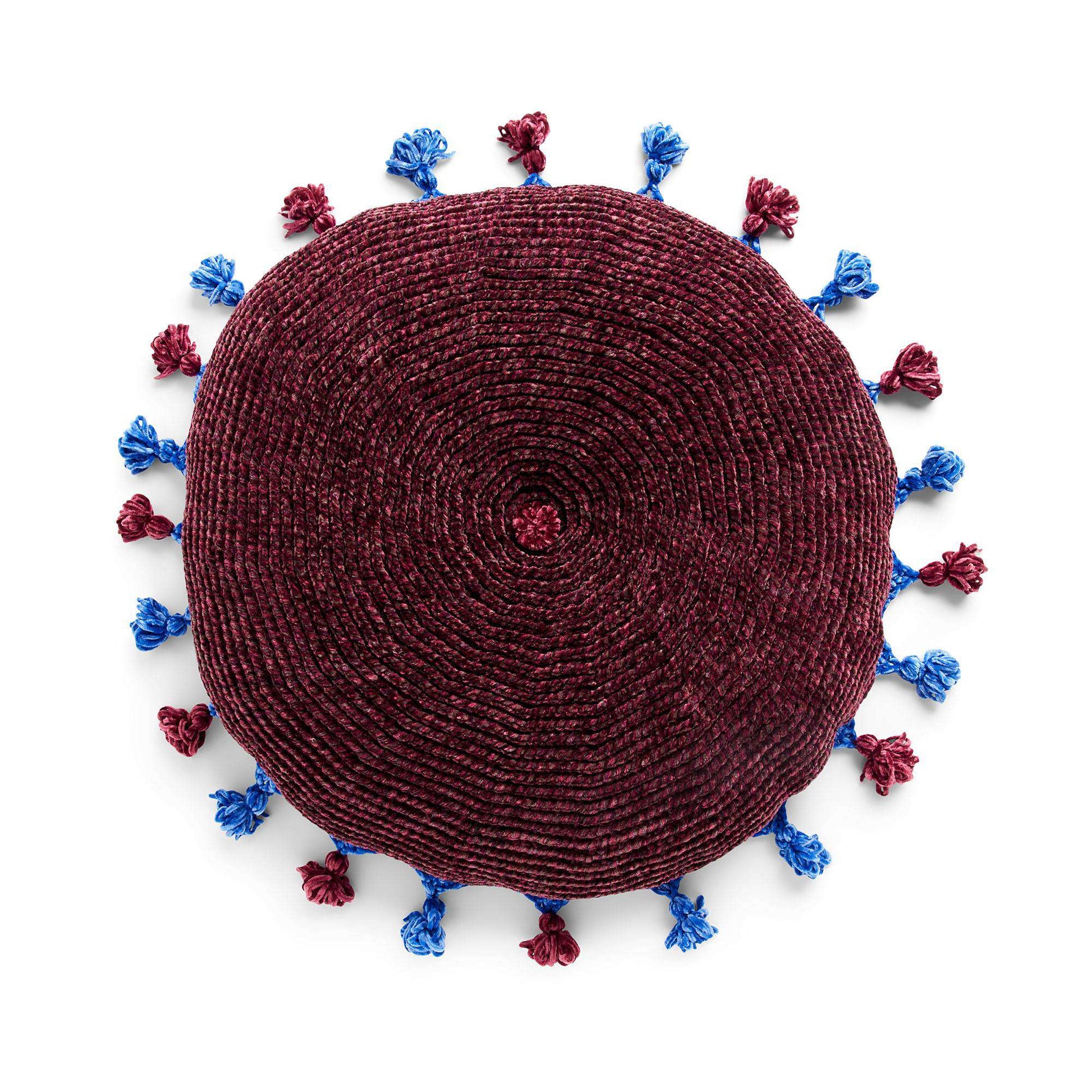 Free Bernat Tassel Around Crochet Floor Pillow Pattern