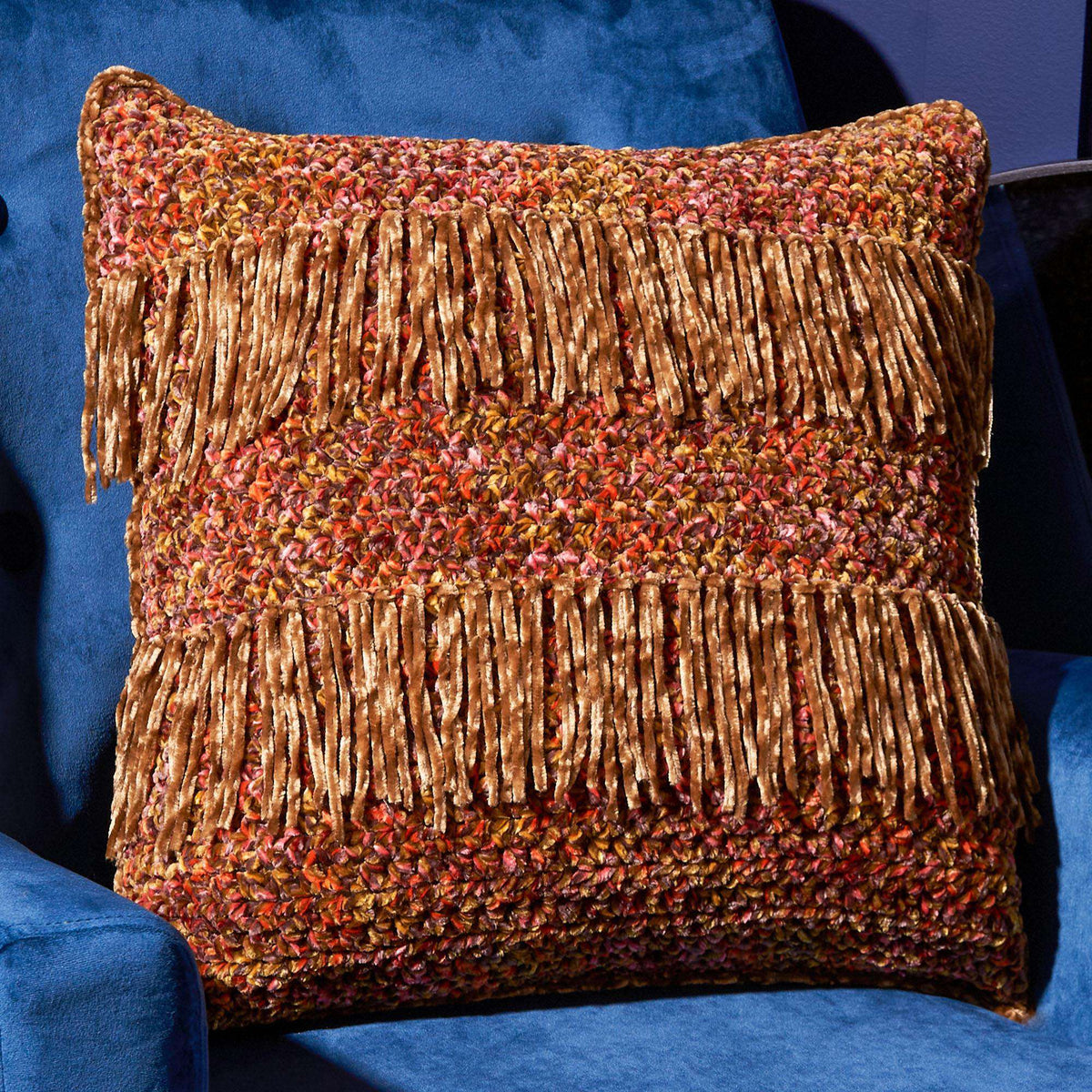 Crochet Pillow made in Bernat Velvet Twist yarn