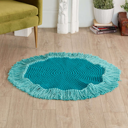 Bernat Crochet Round Fringe Rug Crochet Poncho made in Bernat Maker Big yarn