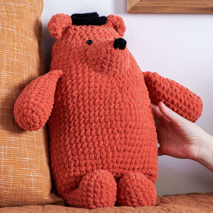 Bernat Big Crochet Bear In a Tiny Hat Crochet Toy made in Bernat Blanket yarn