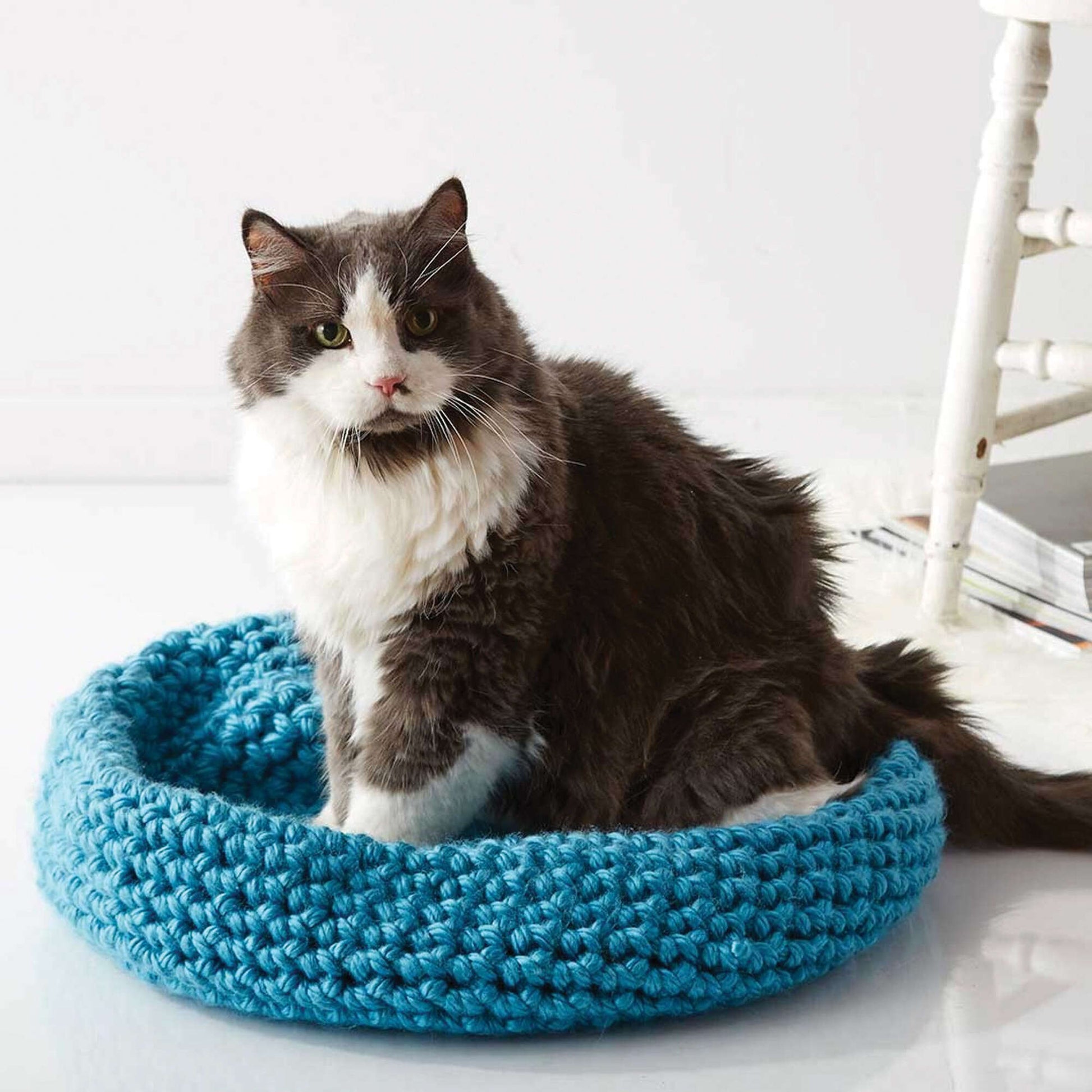 Bernat Cat Nap Nest Crochet Pet Bed made in Bernat Mega Bulky yarn
