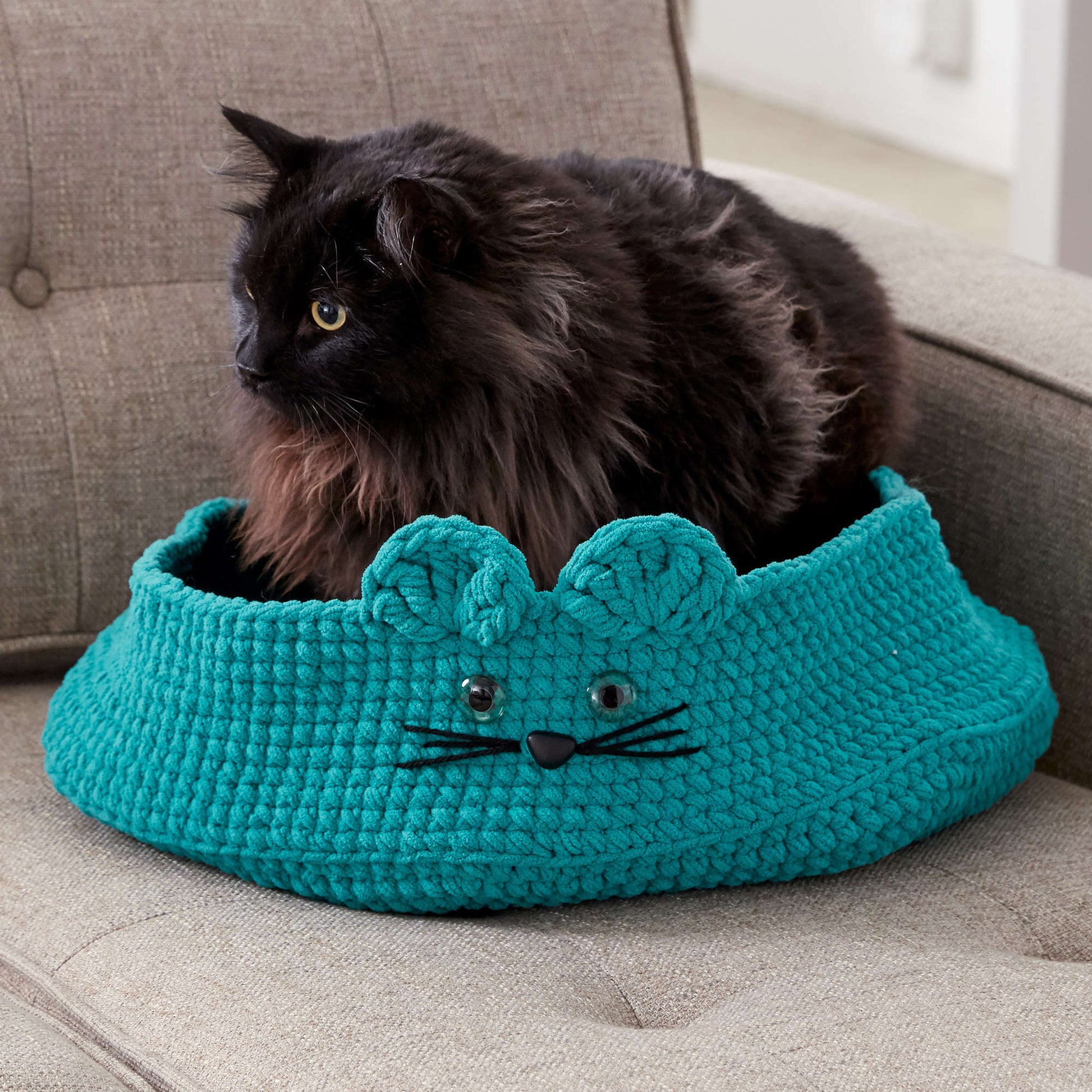 Free Bernat Kitten Ears Crochet Pet Bed Pattern