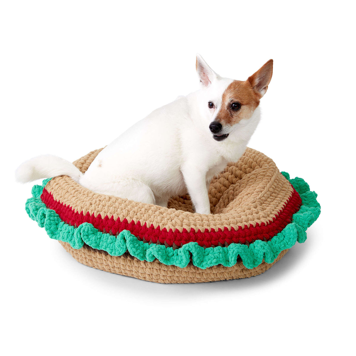 Crochet Pet Bed made in Bernat Blanket yarn