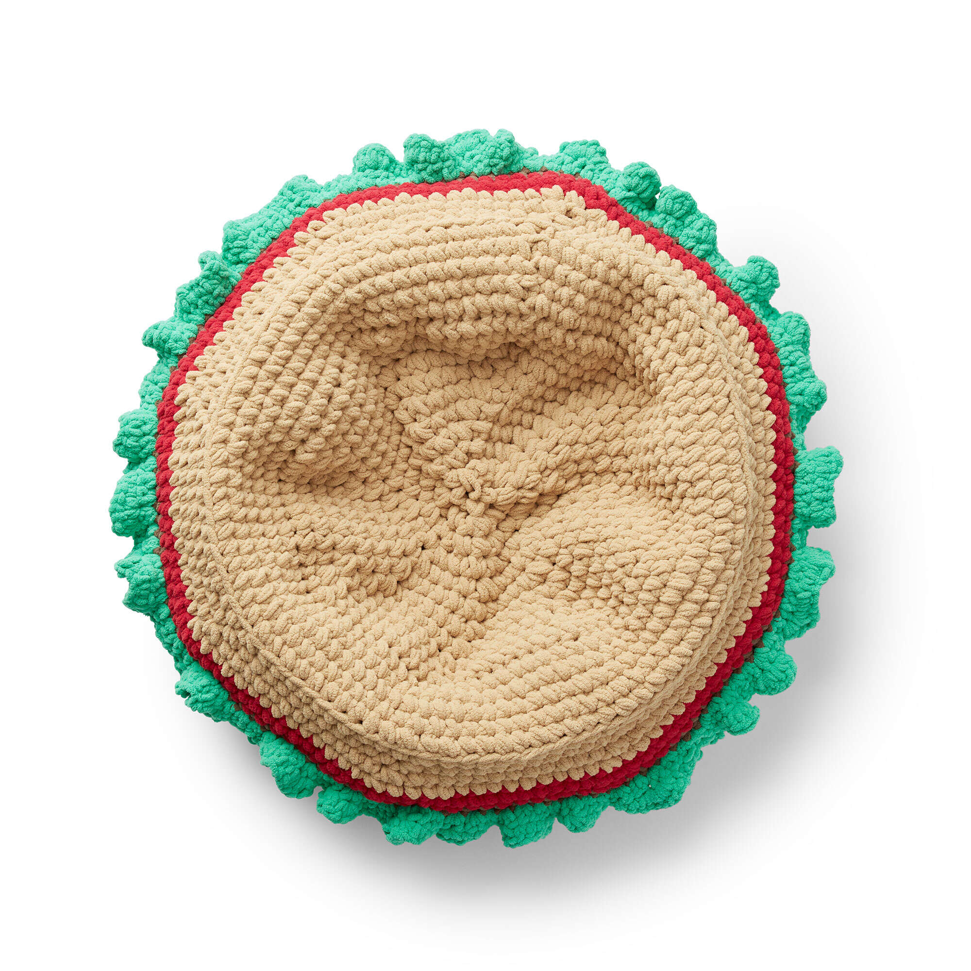 Free Bernat Crochet Burger Pet Bed Pattern | Yarnspirations