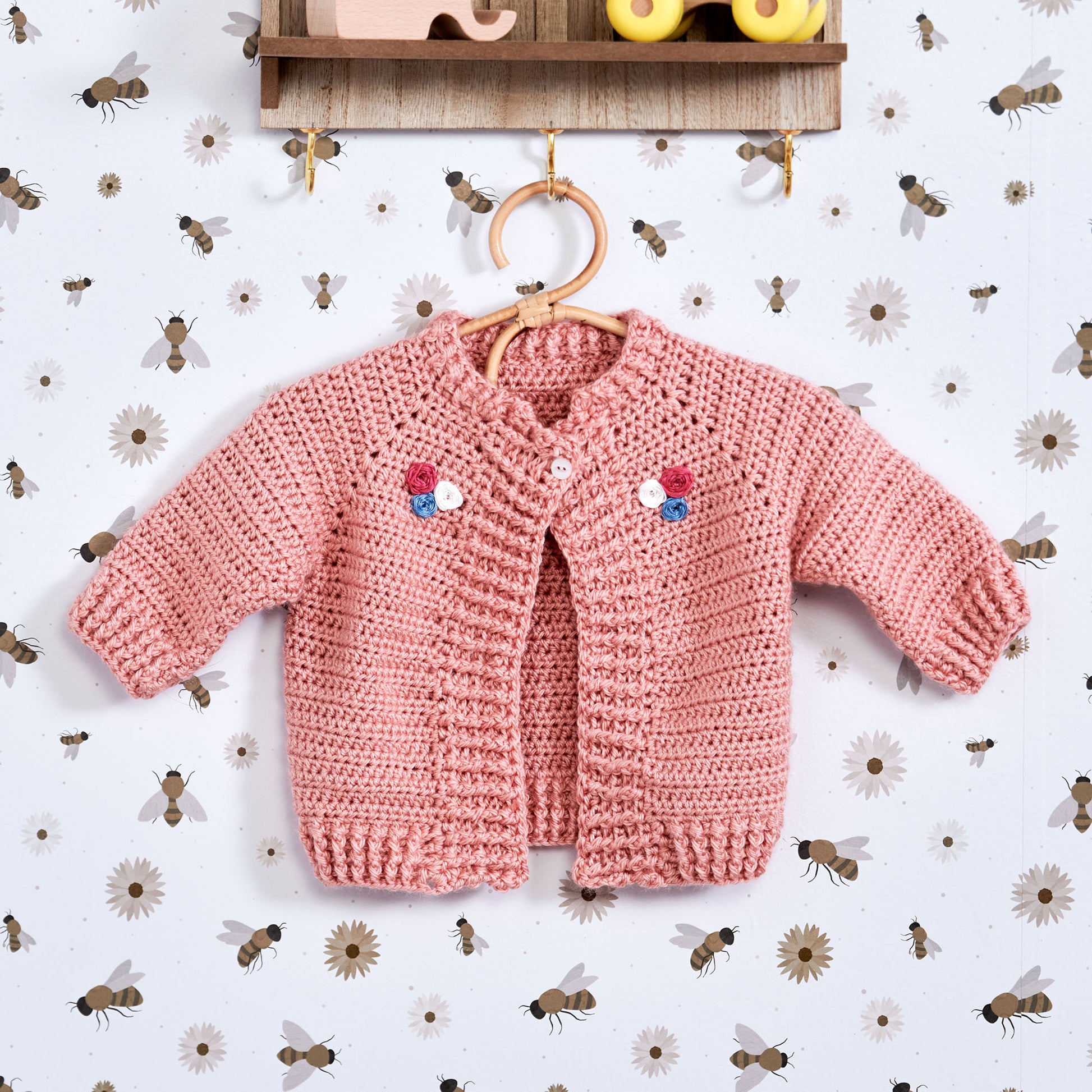 Free Bernat Embroidered Crochet Baby Cardigan Pattern