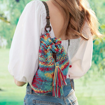 Bernat Knit Bucket Tote Knit Bag made in Bernat Maker Home Dec yarn