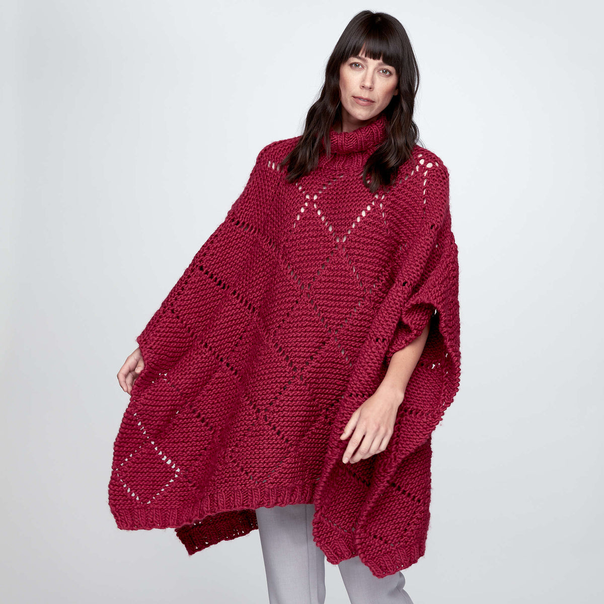 Knit Poncho made in Bernat Roving yarn