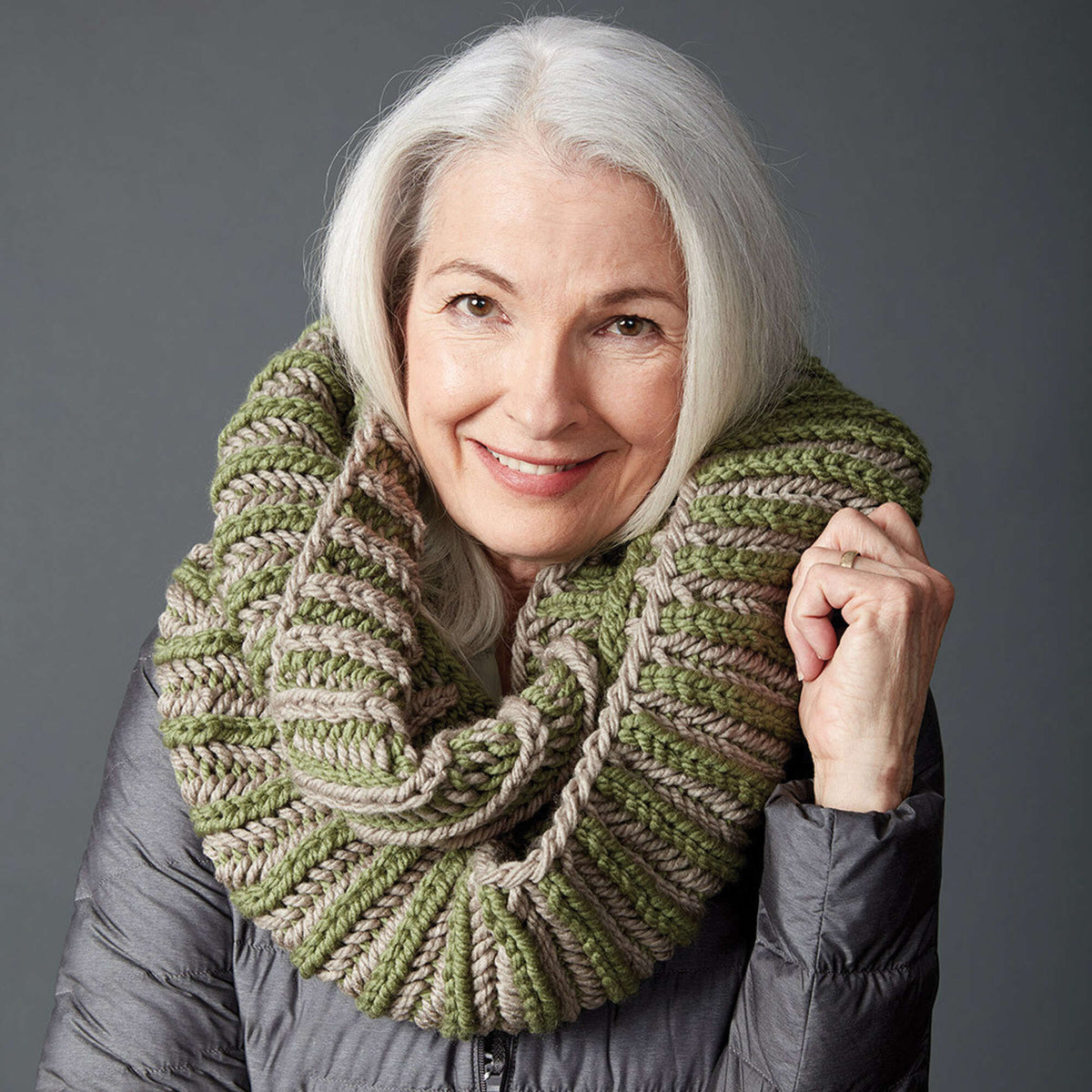 Knit Cowl made in Bernat Softee Chunky yarn