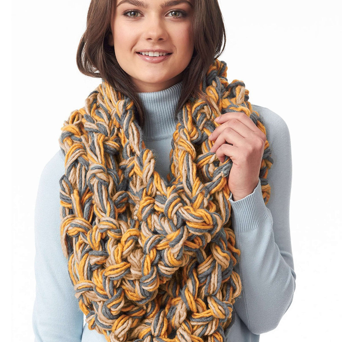 Knit Cowl made in Bernat Roving yarn