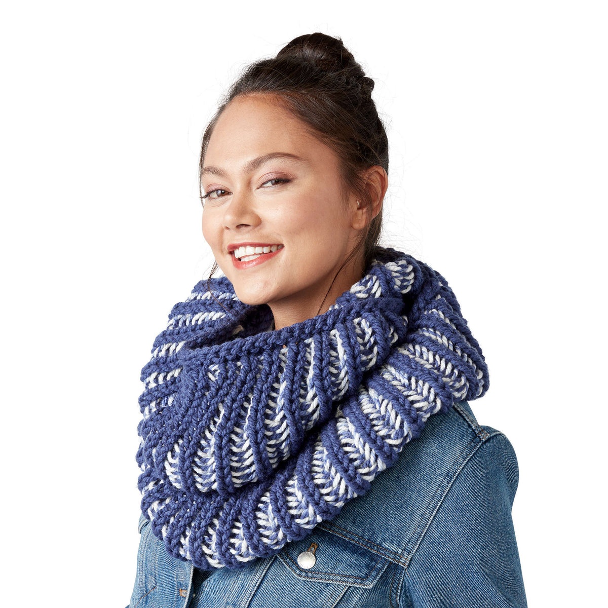 Knit Cowl made in Bernat Softee Chunky yarn