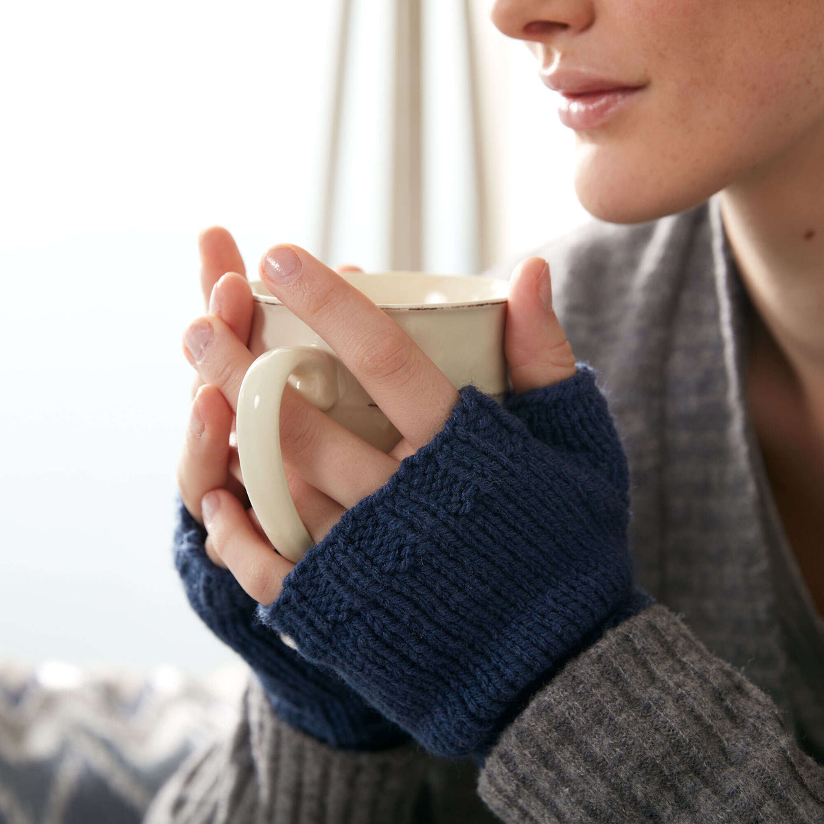 Knit Mitten made in Bernat Satin yarn