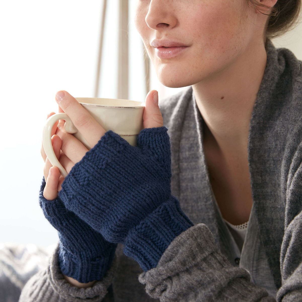 Knit Mitten made in Bernat Satin yarn