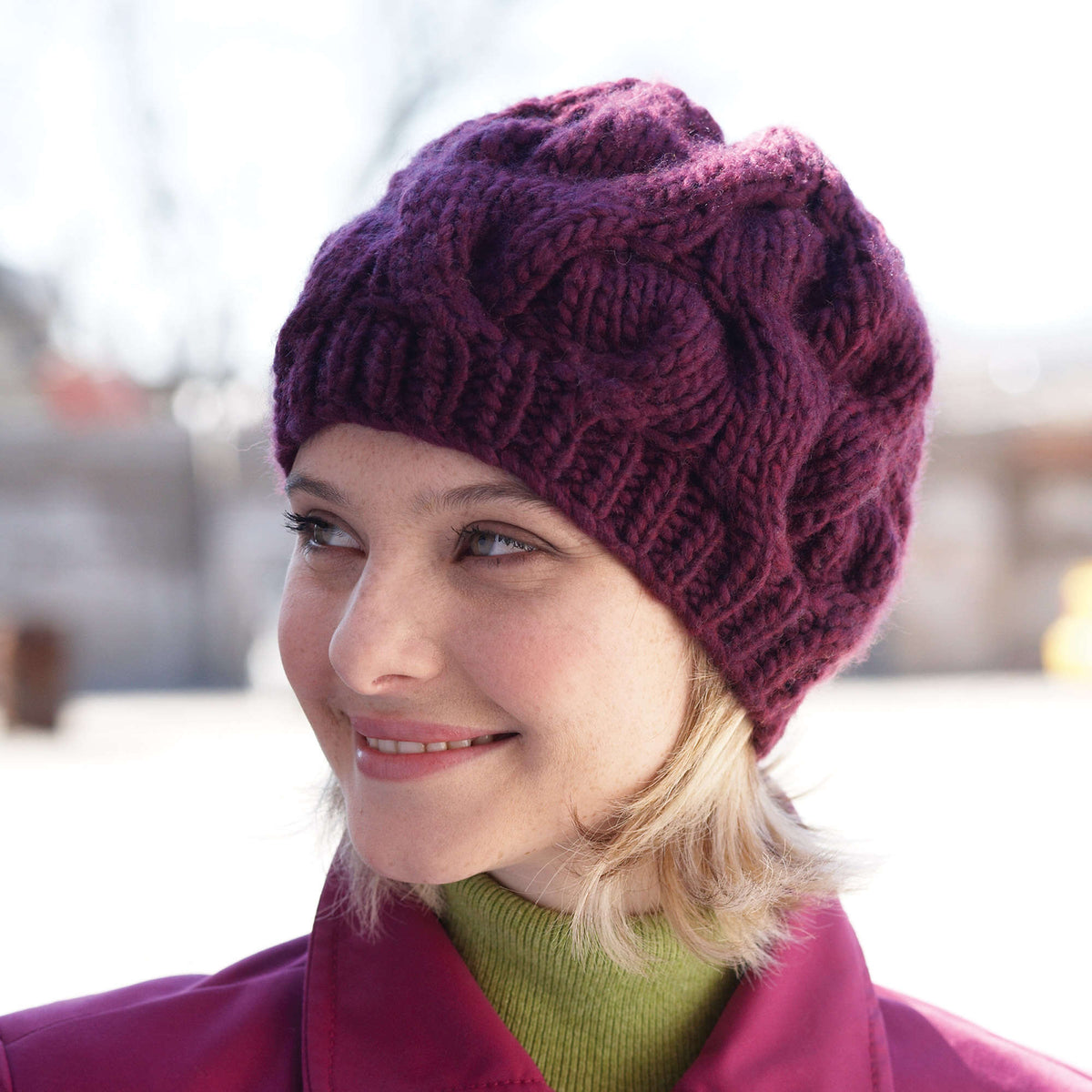 Knit Hat made in Bernat Roving yarn