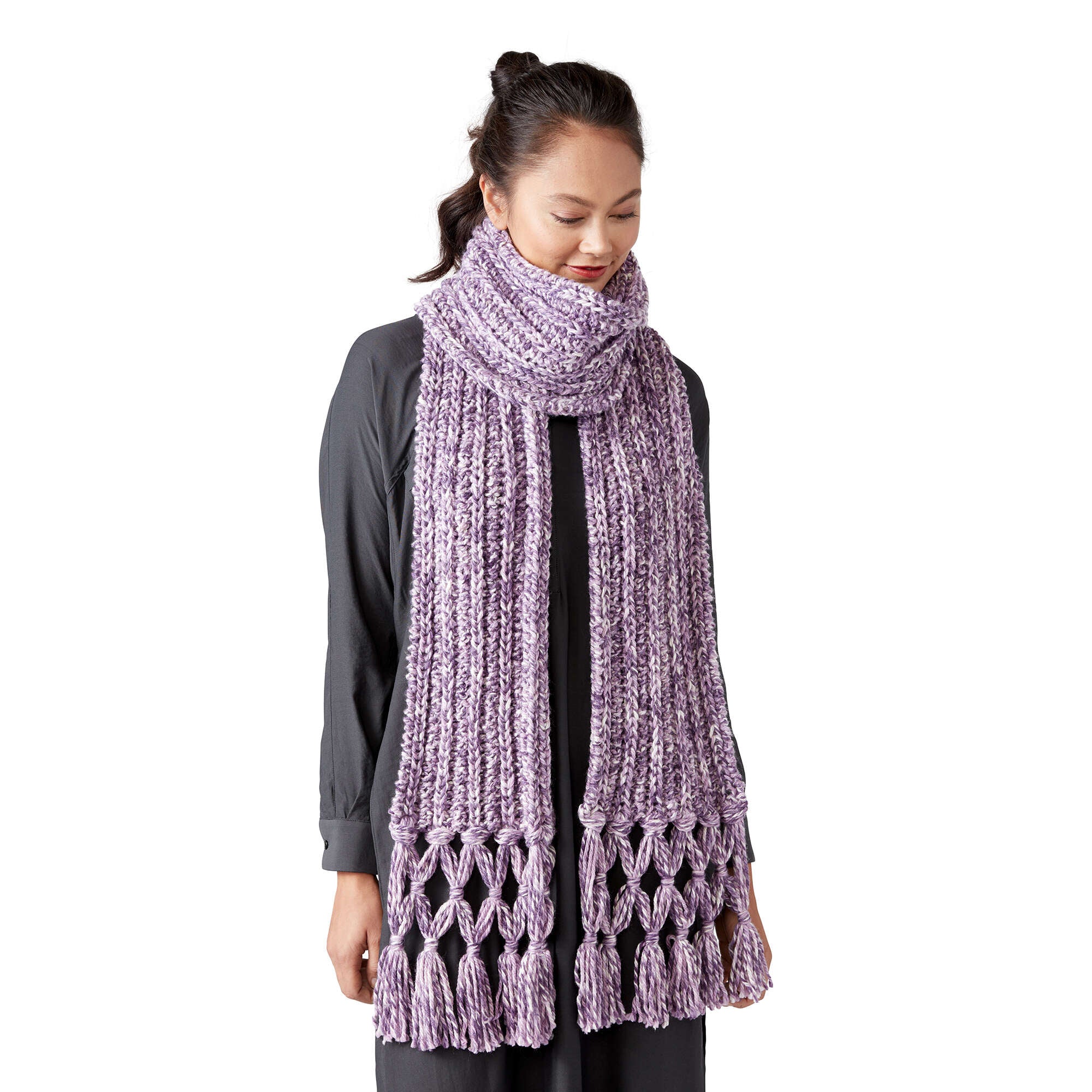 Free Easy Bernat Twisted Fringe Scarf Knitting Pattern