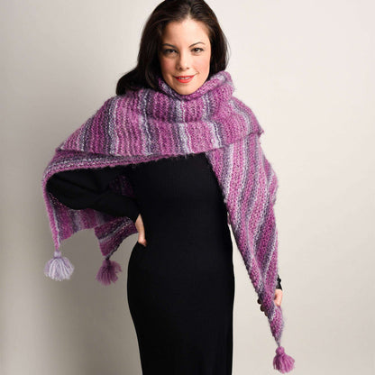 Bernat Garter And Tassels Knit Blanket Scarf Knit Blanket made in Bernat Plentiful yarn