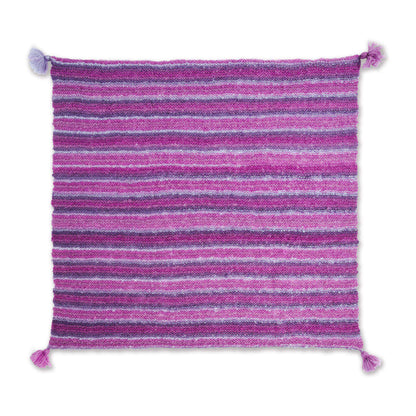 Bernat Garter And Tassels Knit Blanket Scarf Knit Blanket made in Bernat Plentiful yarn
