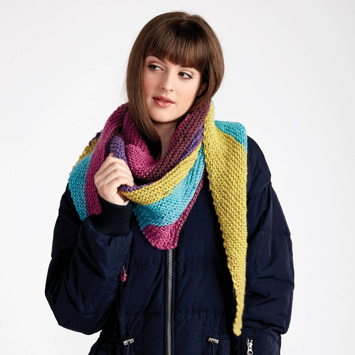 Knit Shawl made in Bernat Pop! yarn