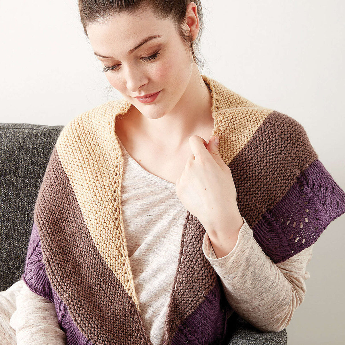 Knit Shawl made in Bernat Super Value yarn