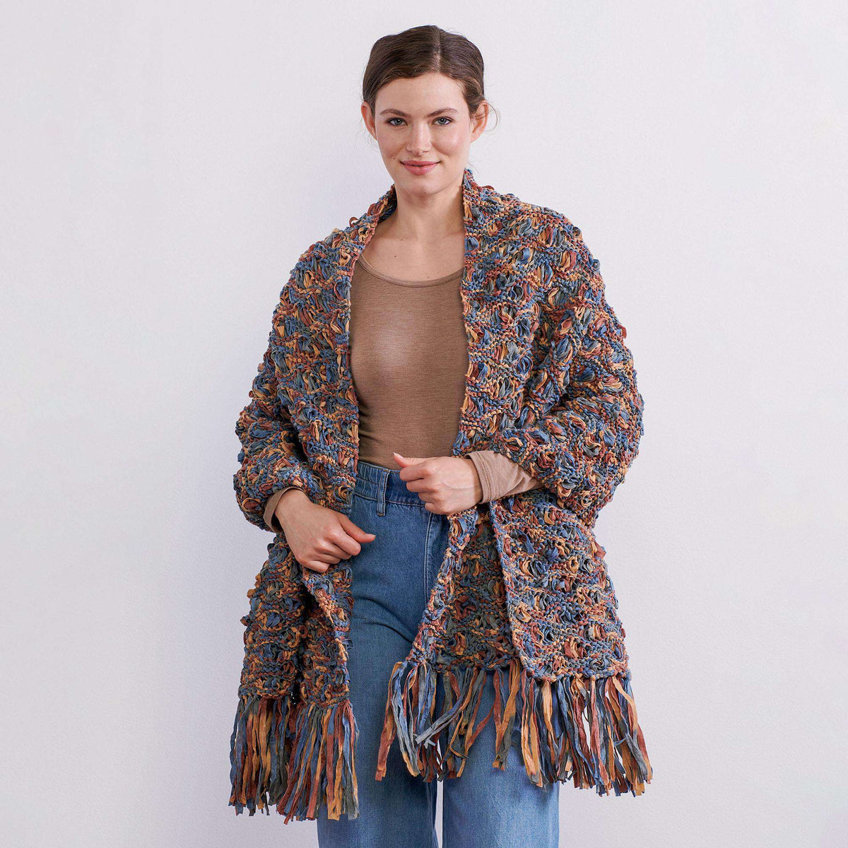 Knit Wrap made in Bernat Suede-ish yarn