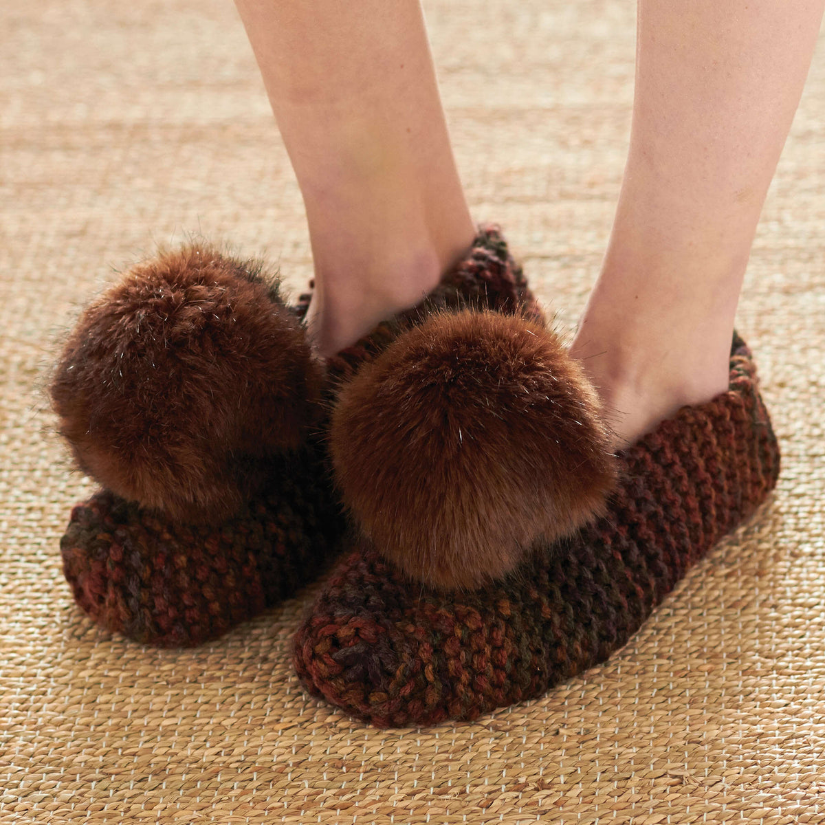Knit Slipper made in Patons Shetland Chunky yarn