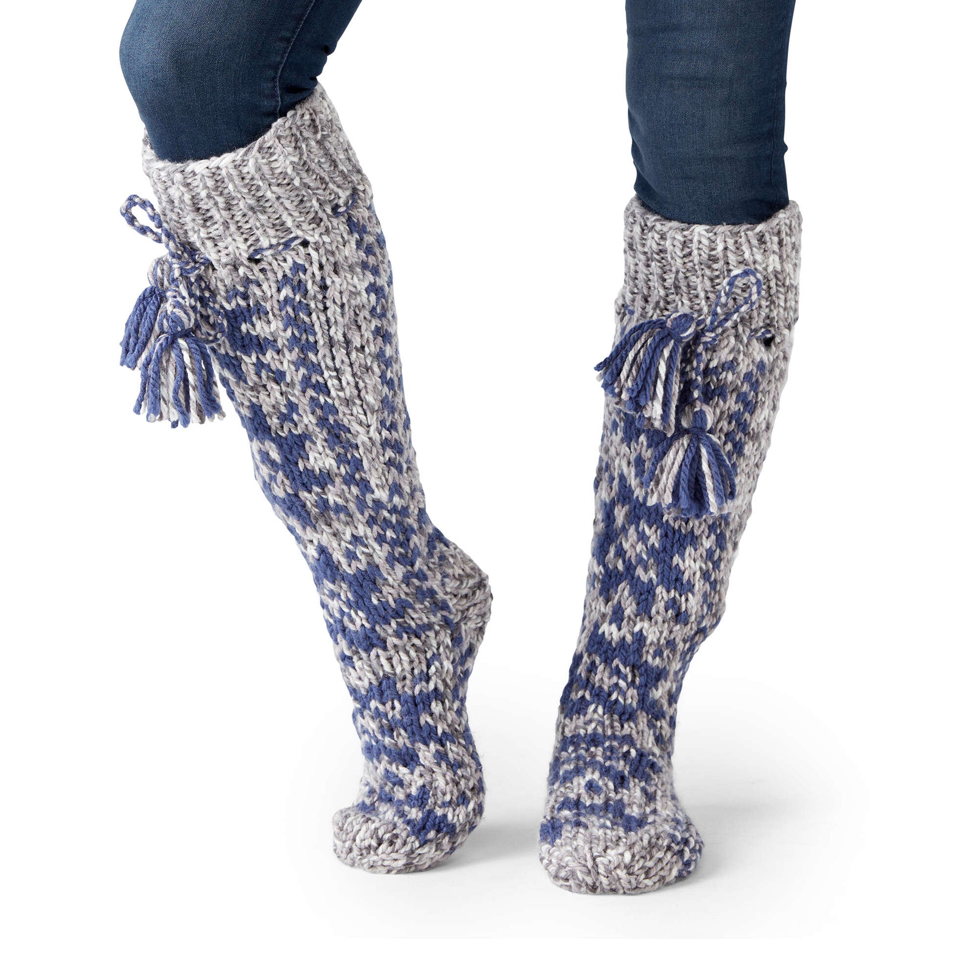 Free Bernat Fair Isle Twist Knit Slipper Socks Pattern