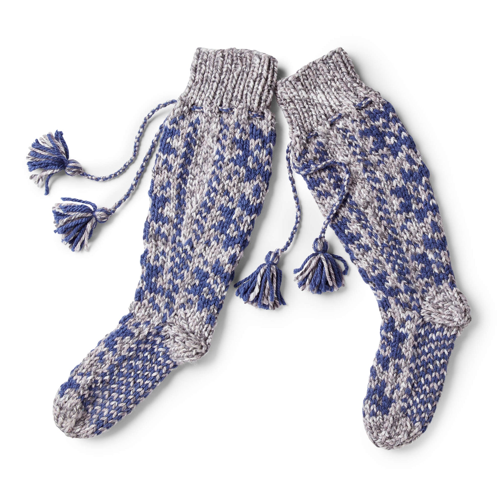 Free Bernat Fair Isle Twist Knit Slipper Socks Pattern