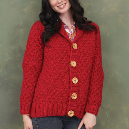 Bernat Softee Shawl Collar Kids Knit Cardigan M