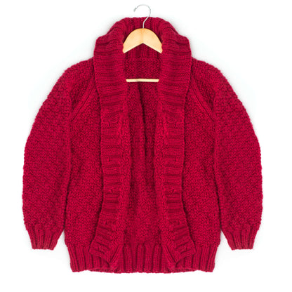 Bernat Softee Shawl Collar Kids Knit Cardigan M