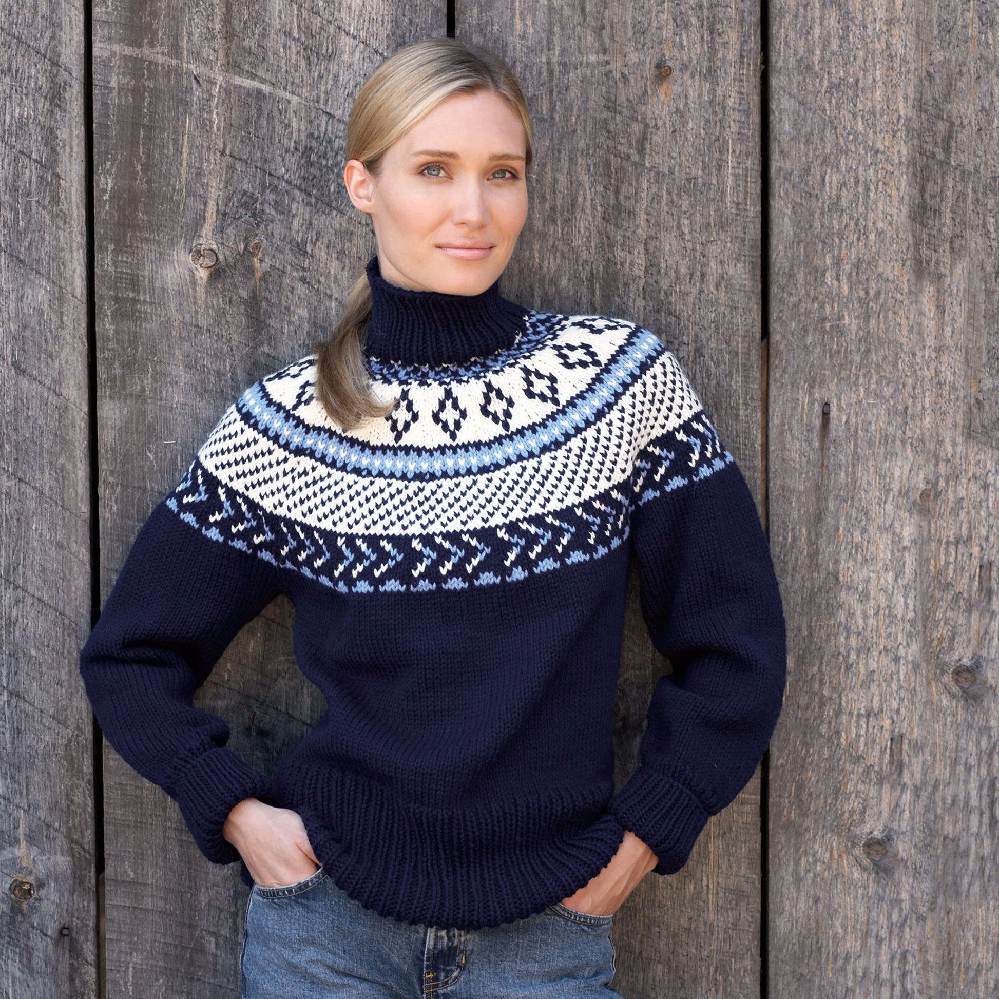 Free Bernat Fair Isle Yoke Pullover Knitting Pattern Yarnspirations