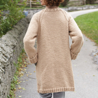 Bernat Long Knit Cardigan With Collar 2XL/3XL