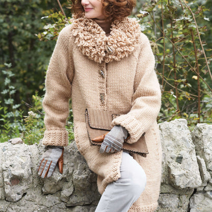 Bernat Long Knit Cardigan With Collar 2XL/3XL