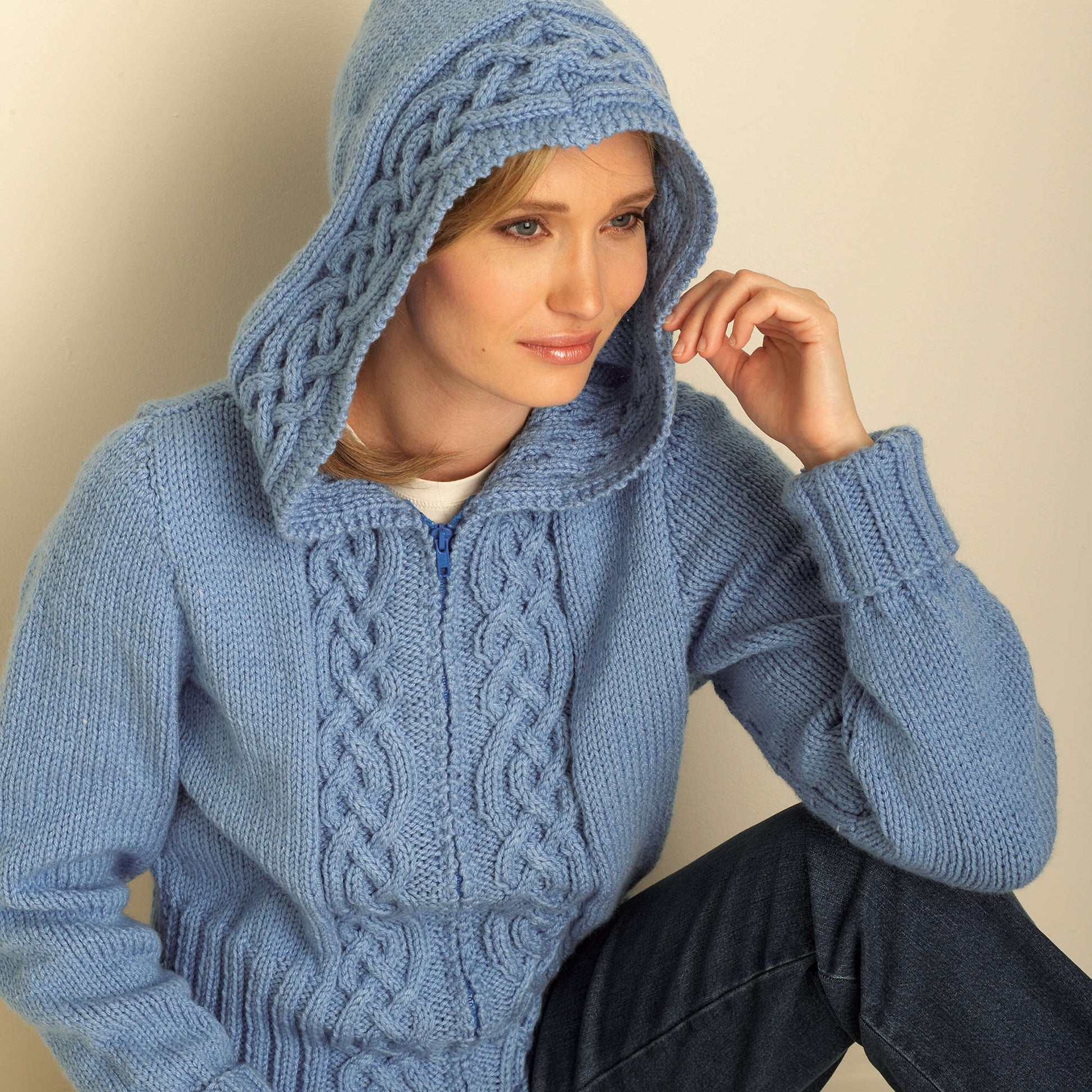 Knitting Patterns Cable Knit Hooded Sweater Womens Ayla Cable Knit