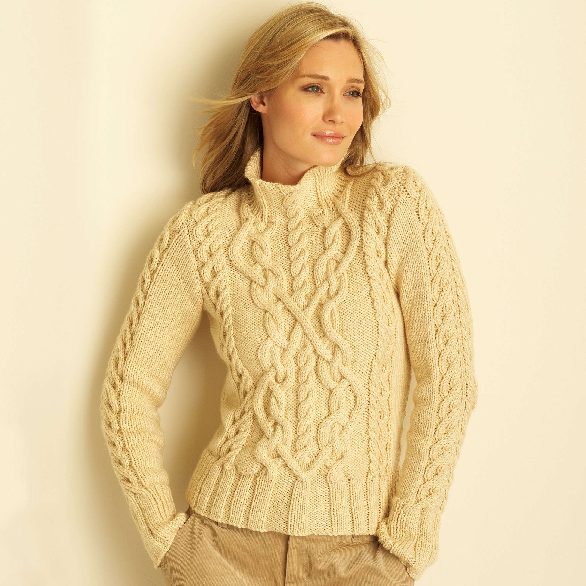 Free Bernat Cable Sweater Knitting Pattern Yarnspirations