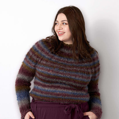 Bernat Ribbed Top Down Knit Sweater XL