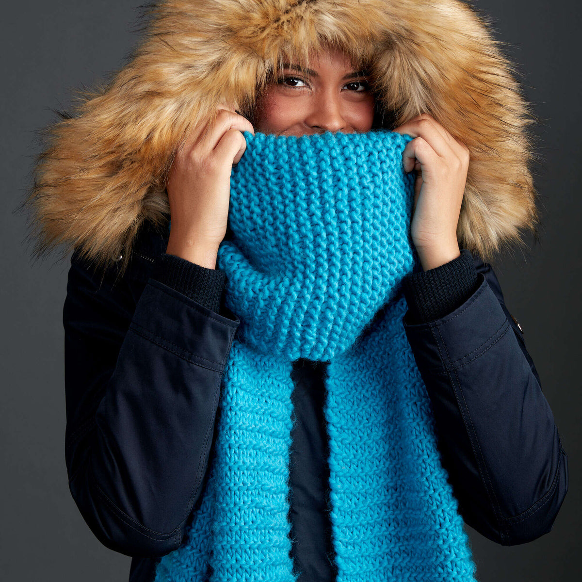 Knit Scarf made in Bernat Roving yarn