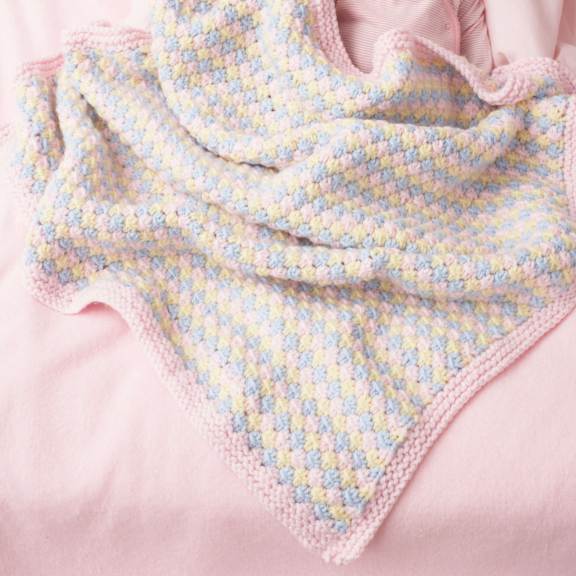 Bernat Tri-Color Knit Baby Blanket Single Size