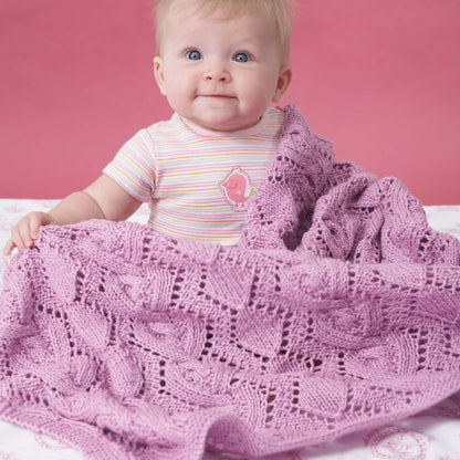Bernat Cable And Lace Knit Blanket Knit Blanket made in Bernat Baby Sport yarn