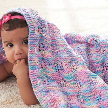 Bernat Knit Baby Ripple Afghan Knit Blanket made in Bernat Baby Sport yarn