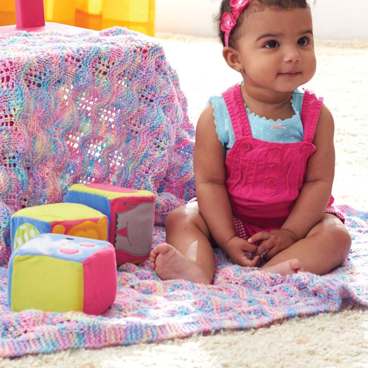 Knit Blanket made in Bernat Baby Sport yarn